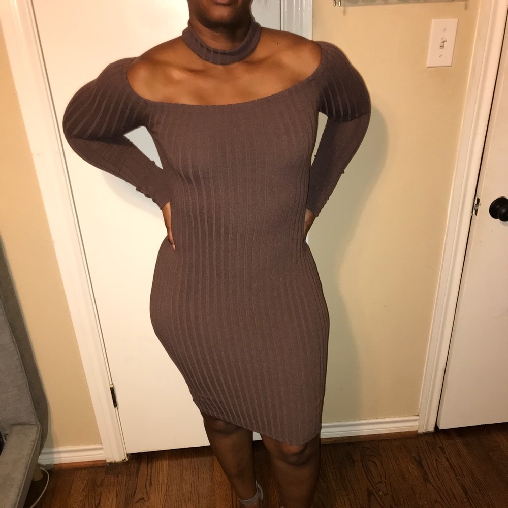 Chocolate Ribbed Fashion Nova Dress - Picture 2 of 3